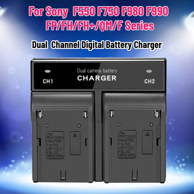 Drone Camera Action - เครื่องชาร์จแบตเตอรี่ดิจิตอลแบบสองช่องสำหรับแบตเตอรี่ Sony NP-F970 F570 F960 NP-F730H