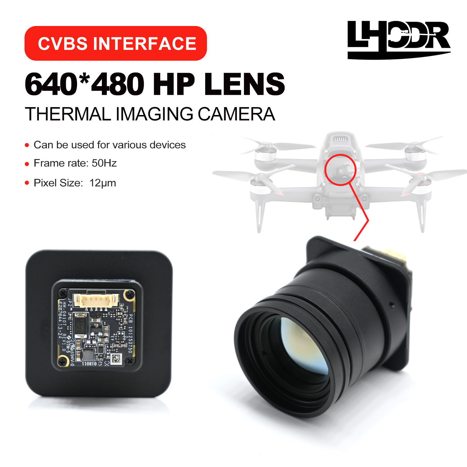 Drone Camera Lens - เลนส์ถ่ายภาพความร้อนสำหรับโดรน 30 มม. 640x480 พิกเซล 50Hz