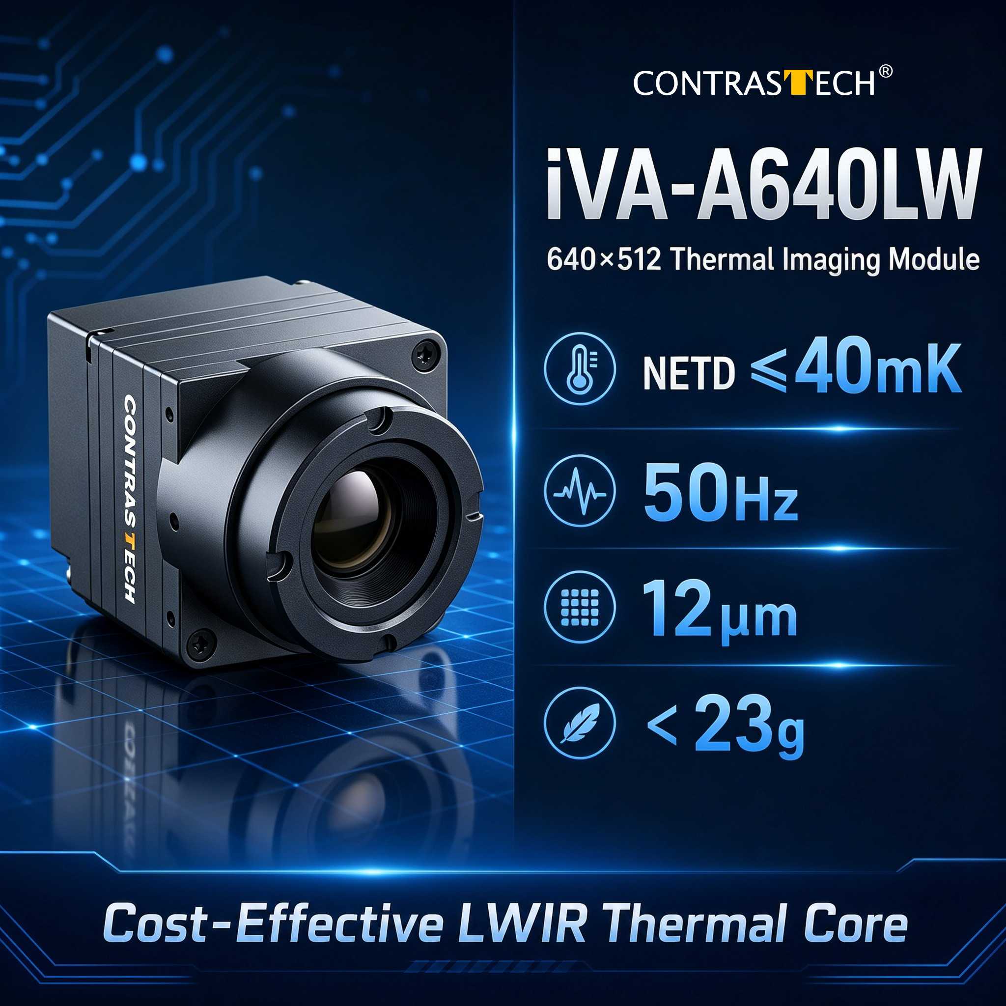 Drone Camera Thermal - 640x512 LWIR โมดูลถ่ายภาพความร้อน 50Hz 12μm กล้องอินฟราเรดความละเอียดสูงแกนกล้อง