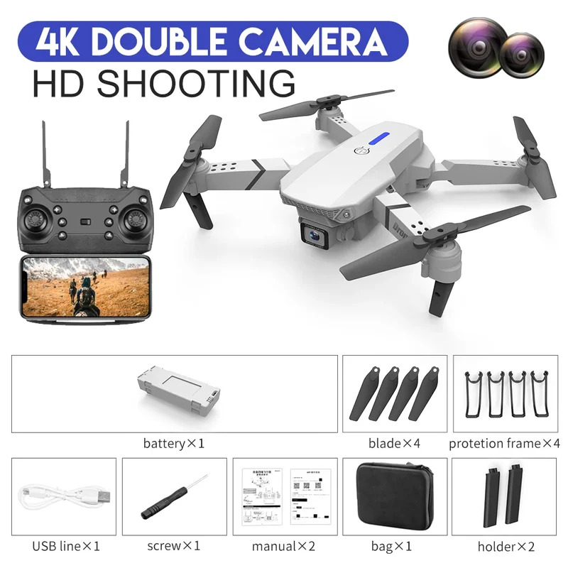 โดรนพับได้อัจฉริยะ E88 Pro รอง - Drone Camera Night Vision บทวิจารณ์และราคา