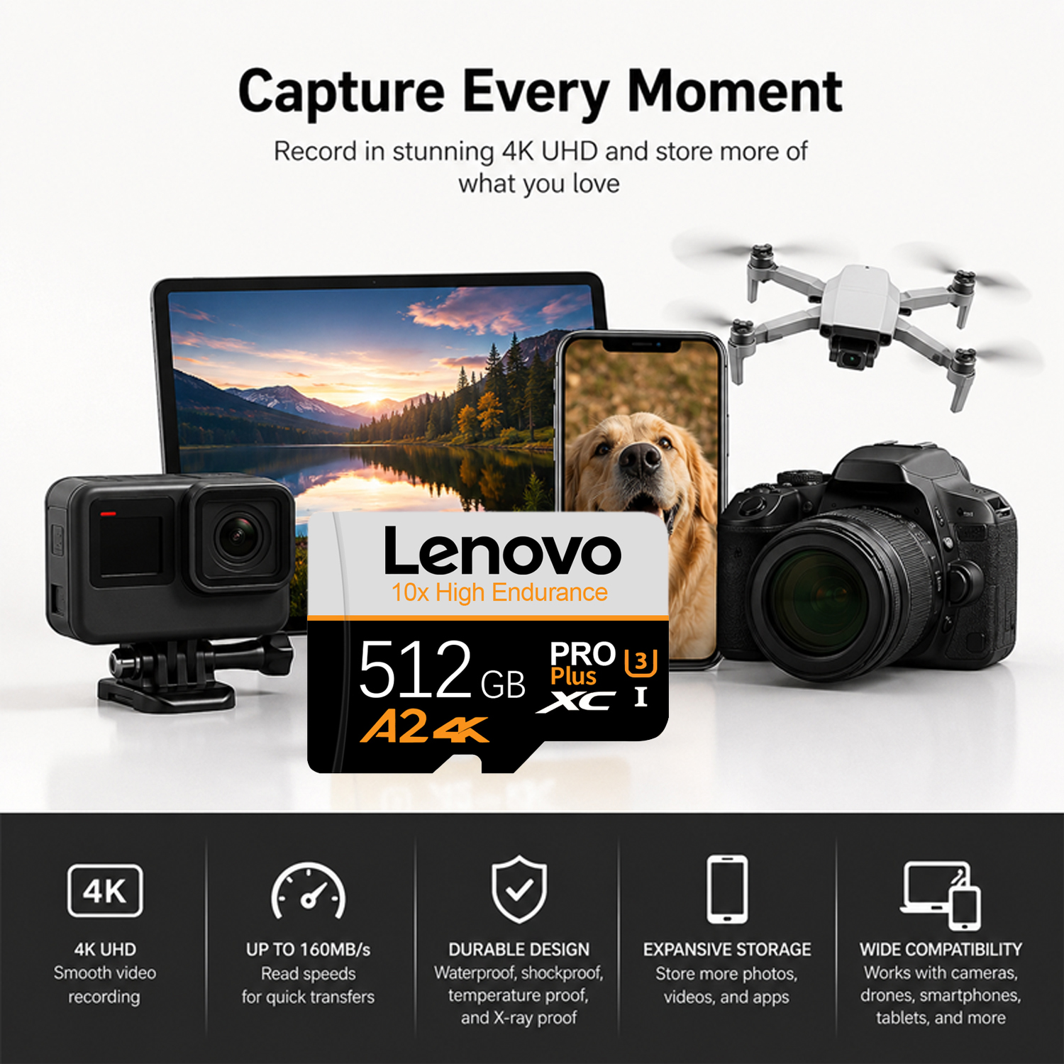 การ์ดหน่วยความจำ Lenovo Extrem - Drone Camera Waterproof บทวิจารณ์และราคา